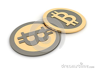 Stack of bitcoins on white Stock Photo