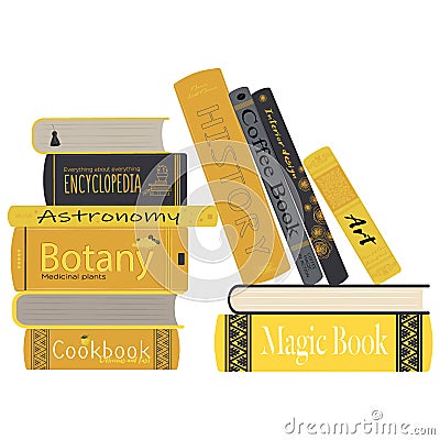 Stack of black and yellow books Vector Illustration