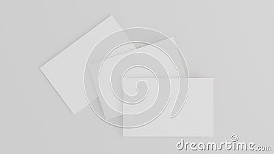 Stack of blank white business card, namecard mockup on white background, promote company brand, 3D rendering Stock Photo