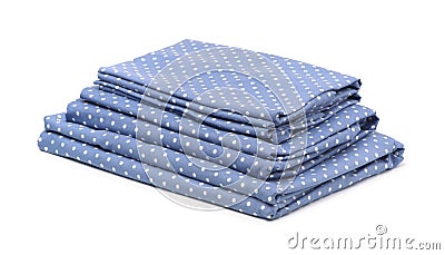 Stack of blue cotton bedding Stock Photo