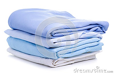 Stack blue folded clothing Stock Photo