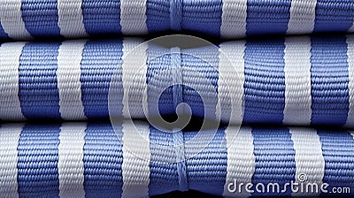A stack of blue and white rope Stock Photo