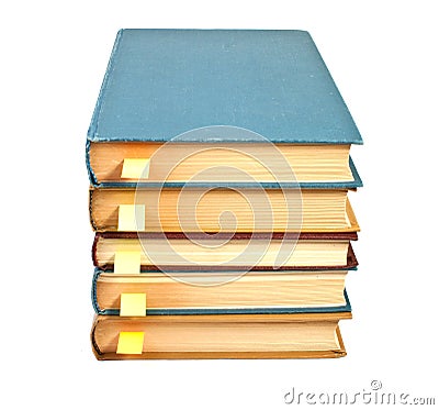 Stack of books with bookmarks Stock Photo