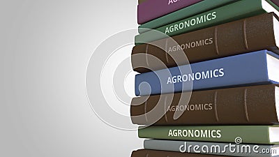 Stack of books on AGRONOMICS, 3D rendering Stock Photo