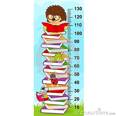 Stack of books height measure Vector Illustration