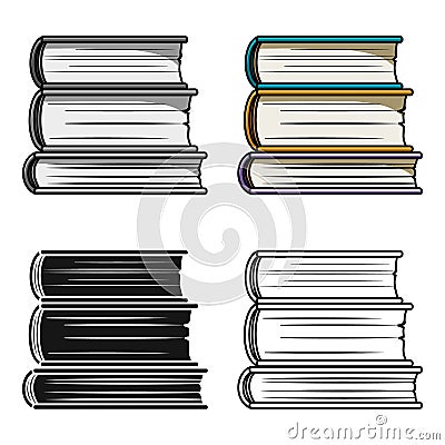 Stack of books icon in cartoon style isolated on white background. Books symbol stock vector illustration. Vector Illustration