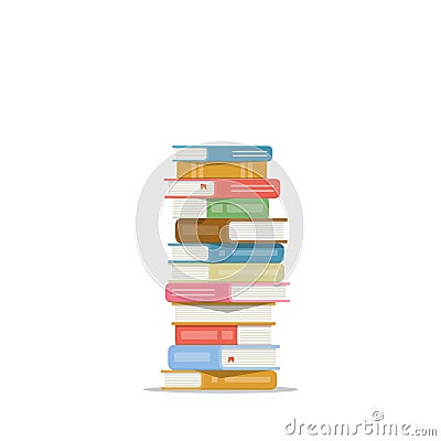 Stack of books on a white background. Pile of books vector illustration. Icon stack of books in flat style Vector Illustration