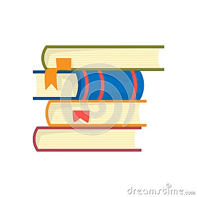 Stack of books on a white background. Pile of books vector illustration. Icon stack of books in flat style. Vector Illustration