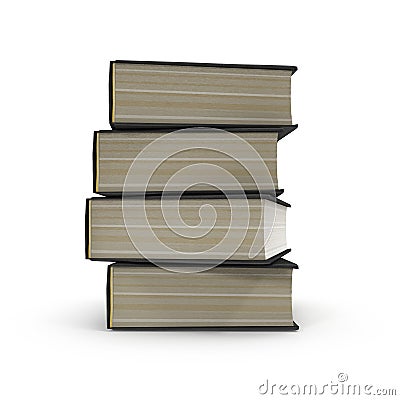 Stack of Books on white. 3D illustration Cartoon Illustration