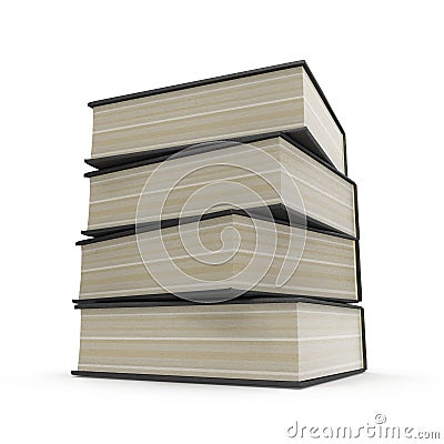 Stack of Books on white. 3D illustration Cartoon Illustration