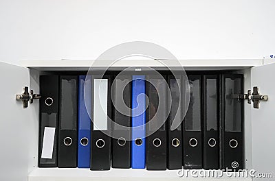 Stack of business document folder in cabinet Stock Photo
