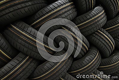 Stack of car tires with shadow deep of view. Great for backgrounds Stock Photo