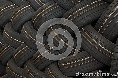 Stack of car tires with shadow deep of view. Great for backgrounds Stock Photo