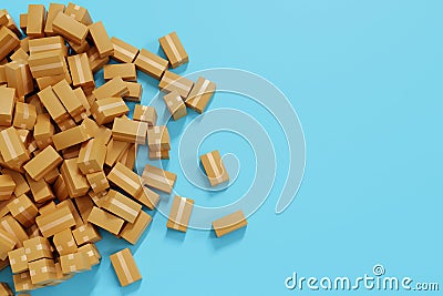 Stack of cardboard parcel box overflow, shopping delivery shipping logistic business, 3D rendering Stock Photo