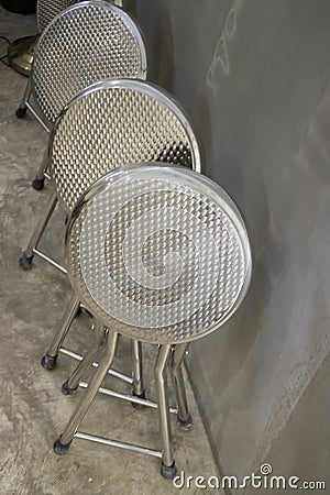 Stack chairs stainless in store Stock Photo