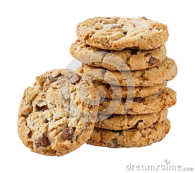 Stack of chocolate chunk crispy cookie Stock Photo