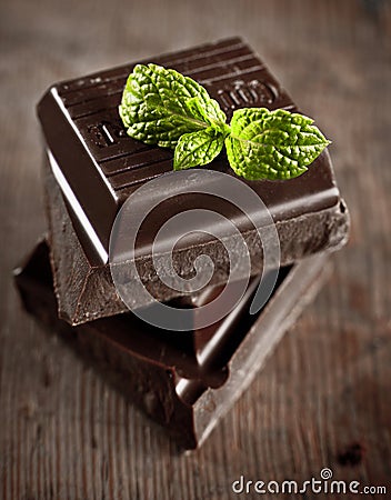 Stack of chocolate pieces Stock Photo