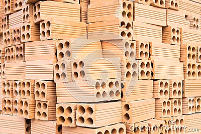 Stack of Clay bricks. South Vietnam Stock Photo