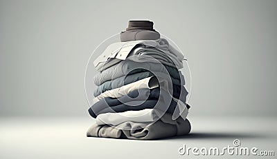 Stack of clothes. A family laundry pile. Generative AI Stock Photo