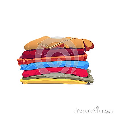 Stack of clothing isolated on white background. Vector Illustration