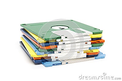 Stack of colored floppy disks Stock Photo