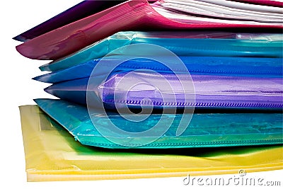 Stack of colored vinyl document files Stock Photo