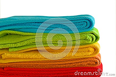 Stack of colorful bath towels Stock Photo