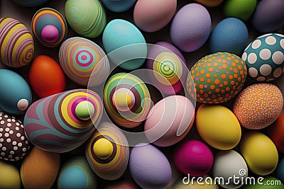 Stack of colorful and beautiful easter eggs Stock Photo