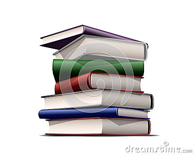 Stack of colorful books. Books various colors isolated on white Vector Illustration