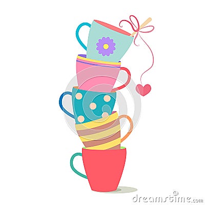 Stack of colorful coffee cups Vector Illustration