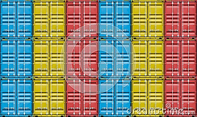Stack of colorful containers box cargo in port shipping yard, Containers front view, logistic import export goods of freight Stock Photo