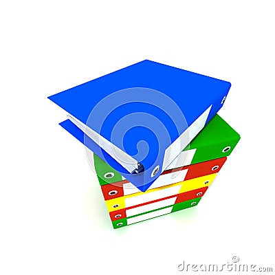 Stack of colorful ring binders Stock Photo