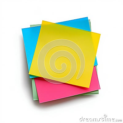 Stack of Colorful Sticky Notes Isolated on White. Generative ai Cartoon Illustration