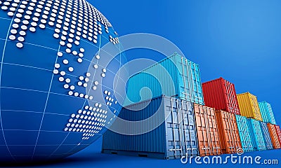 Stack of containers box, worldwide of import export business Stock Photo