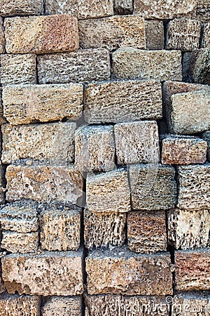 Stack of coquina bricks Stock Photo