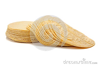 Stack of corn tortillas on white Stock Photo