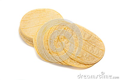 Stack of corn tortillas on white Stock Photo