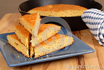 Stack of cornbread on plate Stock Photo