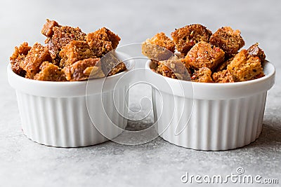 Stack of Crispy Rye Crouton Bread Biscuits Stock Photo