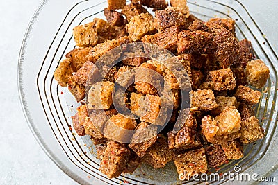 Stack of Crispy Rye Crouton Bread Biscuits Stock Photo