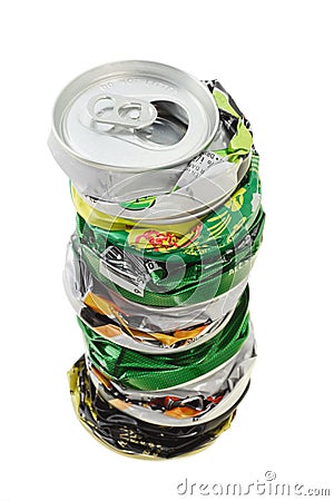 Stack of crushed cans Stock Photo