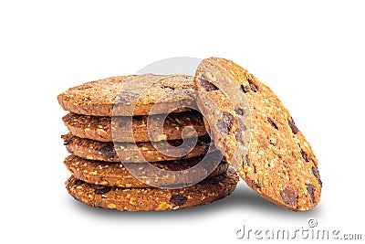 Stack of delicious homemade crunchy oatmeal biscuits Stock Photo