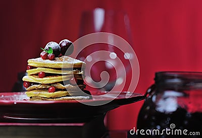 Stack of delicious pancakes Stock Photo