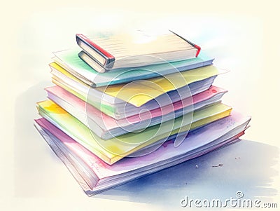 A stack of documents with a colorful highlighter marking out important information necessary for efficient workflow.. AI Stock Photo