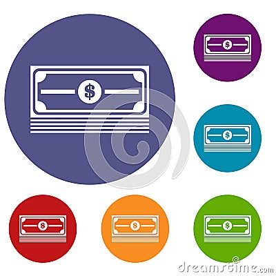 Stack of dollars icons set Vector Illustration