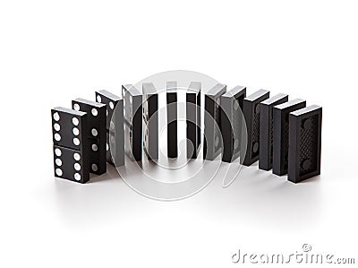 Stack of dominoes falling Stock Photo