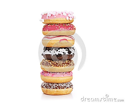 Stack of donuts isolated on white Stock Photo