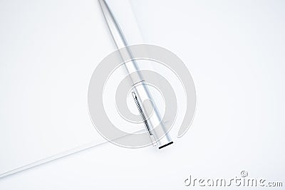 stack of envelopes on a gray table Stock Photo