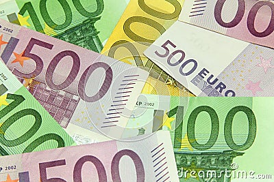 Stack of Euro bills Stock Photo