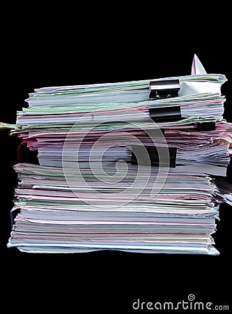 Stack of file folders, each filled with paperwork Stock Photo